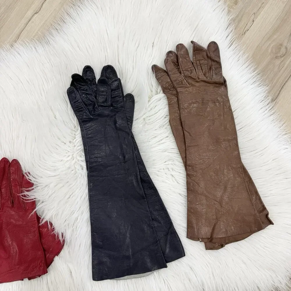 Vintage Genuine Leather Ladies Gloves Bundle costume old money 1950s #VW